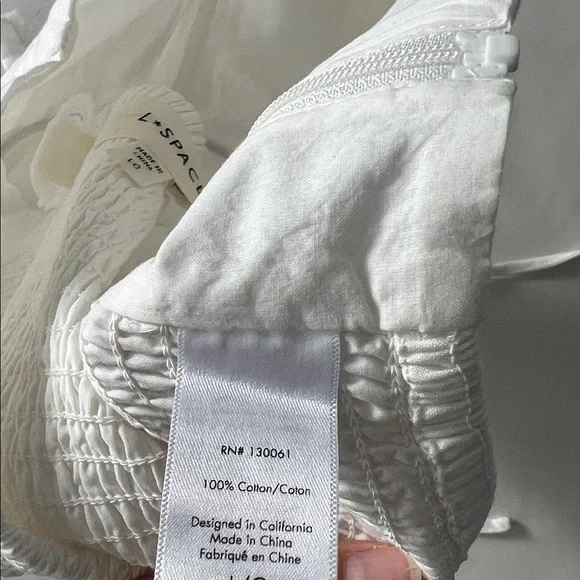 L*Space Jamie Cute Lace Trim Corset Top Smocked Cotton White Large - Picture 8 of 8